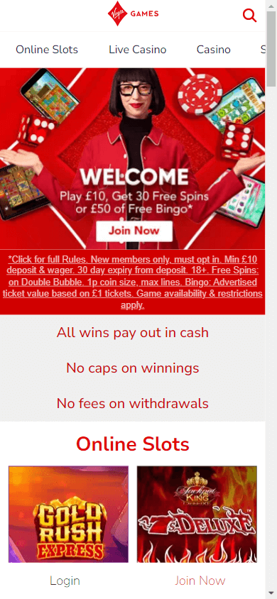 Virgin Games Casino Mobile screenshot